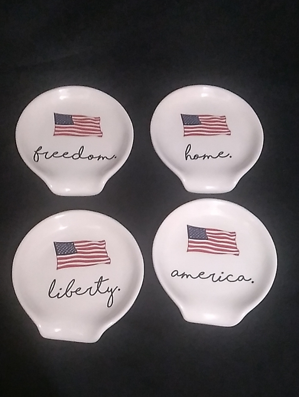 Transpac Patriotic Ceramic Spoon Rest Set Of 4 (B3)